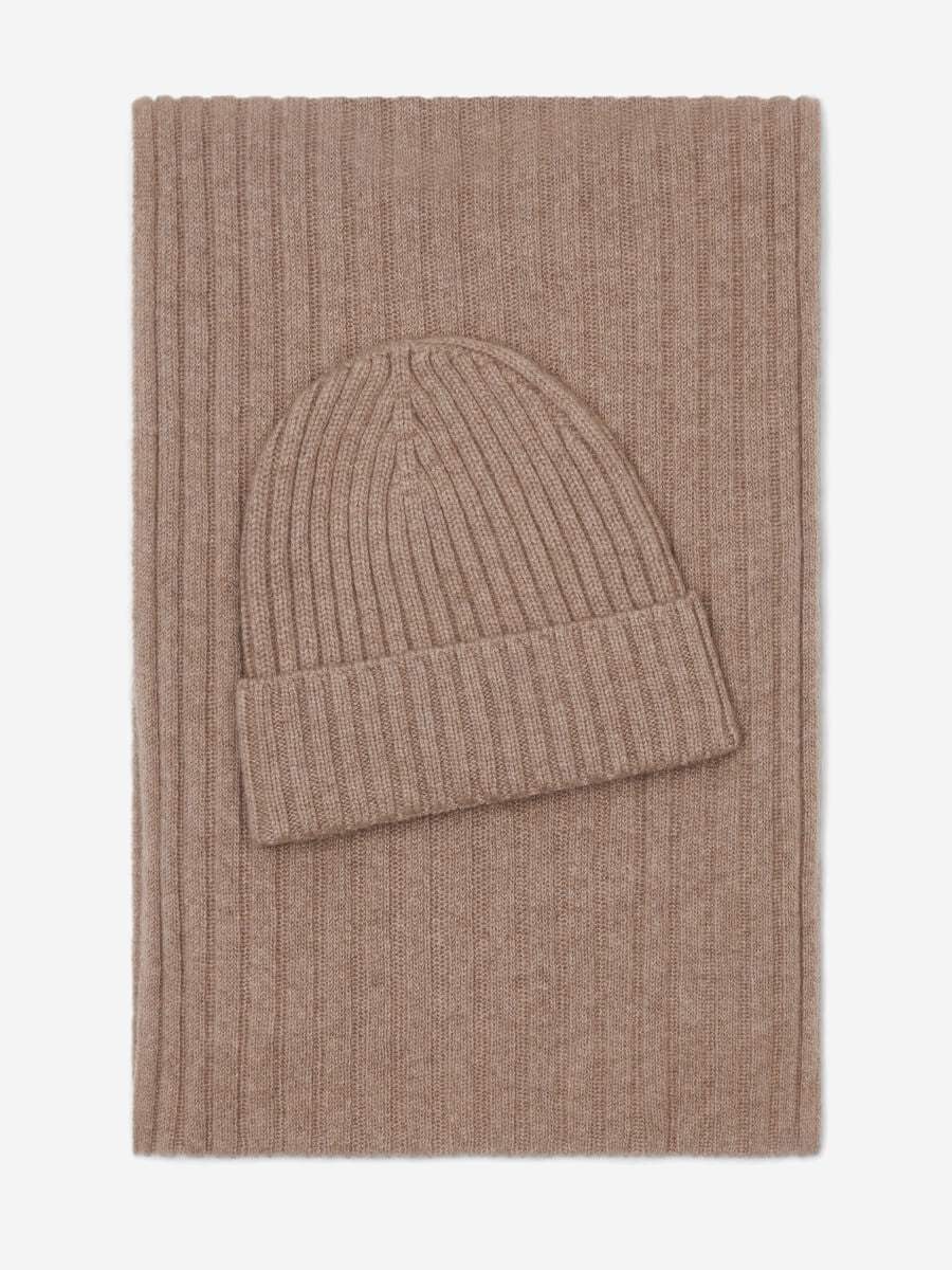 Napoli (brown) - Italian 100% cashmere ribbed scarf (unisex)
