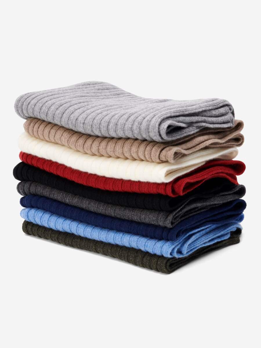 Napoli (light grey) - Italian 100% cashmere ribbed scarf (unisex)