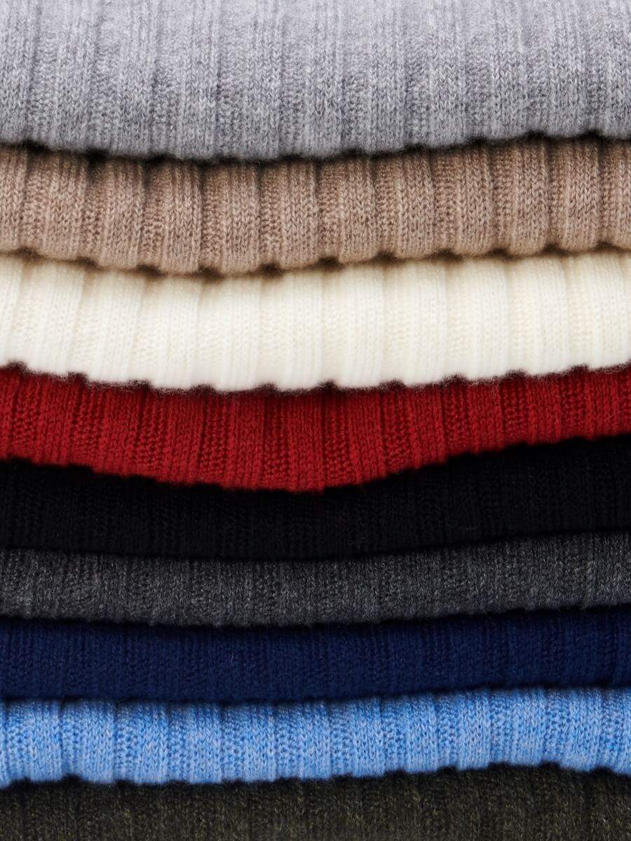 Napoli (light grey) - Italian 100% cashmere ribbed scarf (unisex)