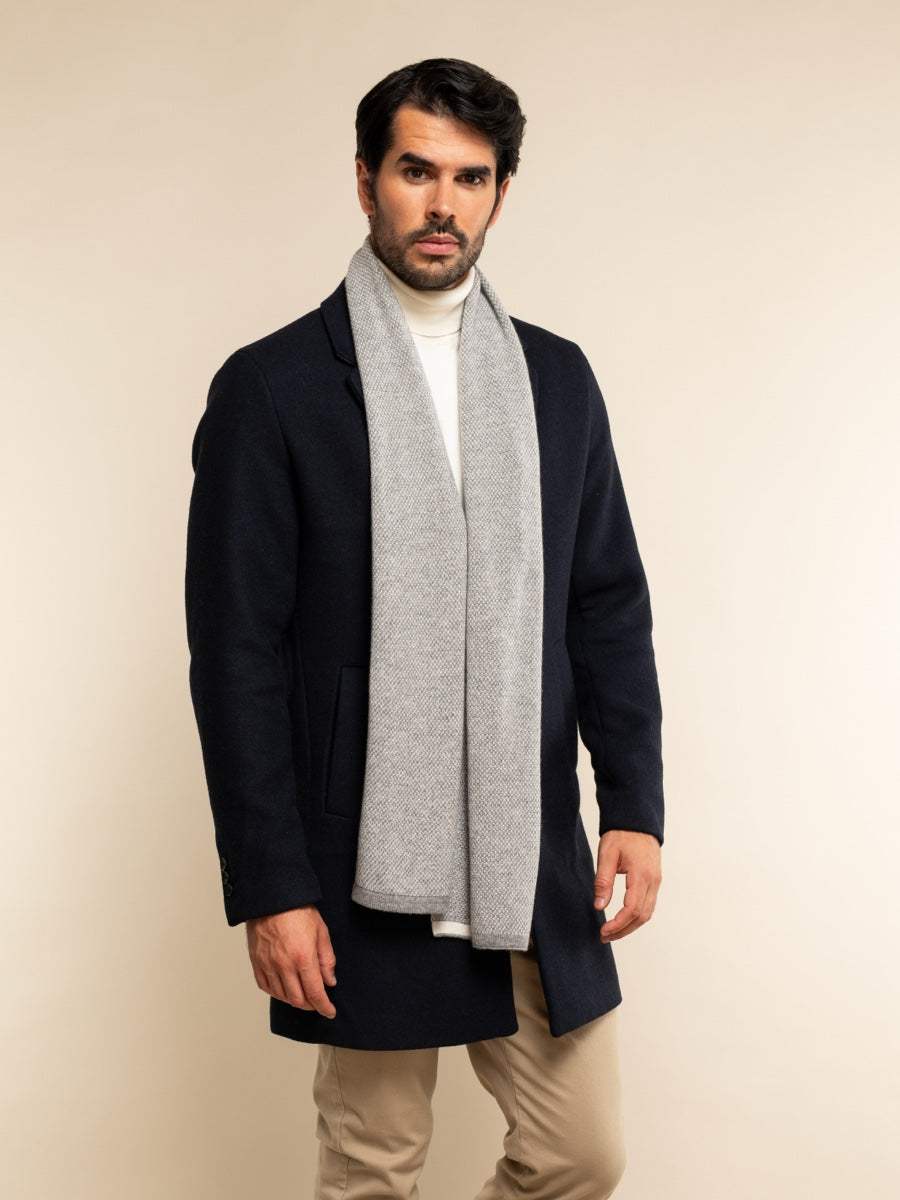Riccardo (grey & white) - Italian 100% cashmere scarf with pattern