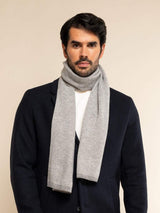 Riccardo (grey & white) - Italian 100% cashmere scarf with pattern