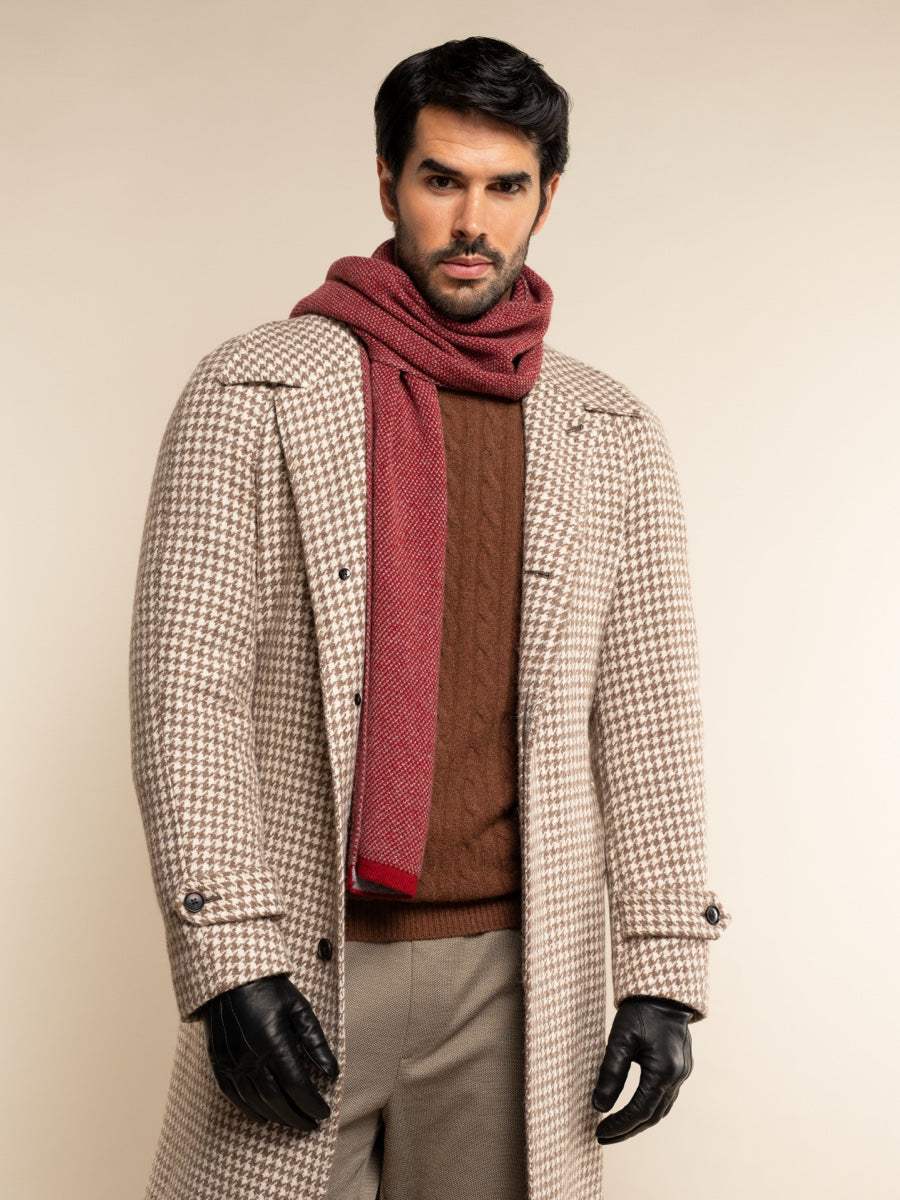 Riccardo (red & grey) - Italian 100% cashmere scarf with pattern