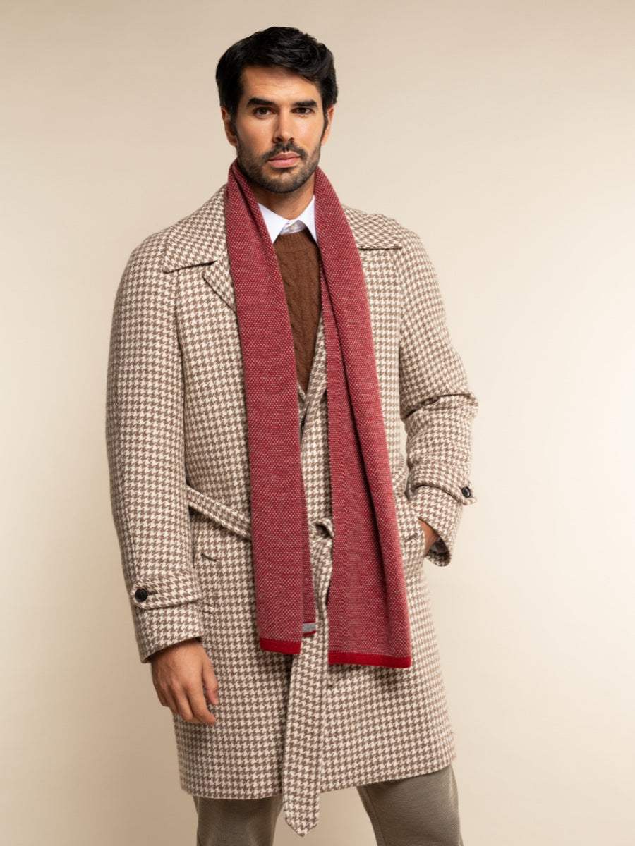Riccardo (red & grey) - Italian 100% cashmere scarf with pattern