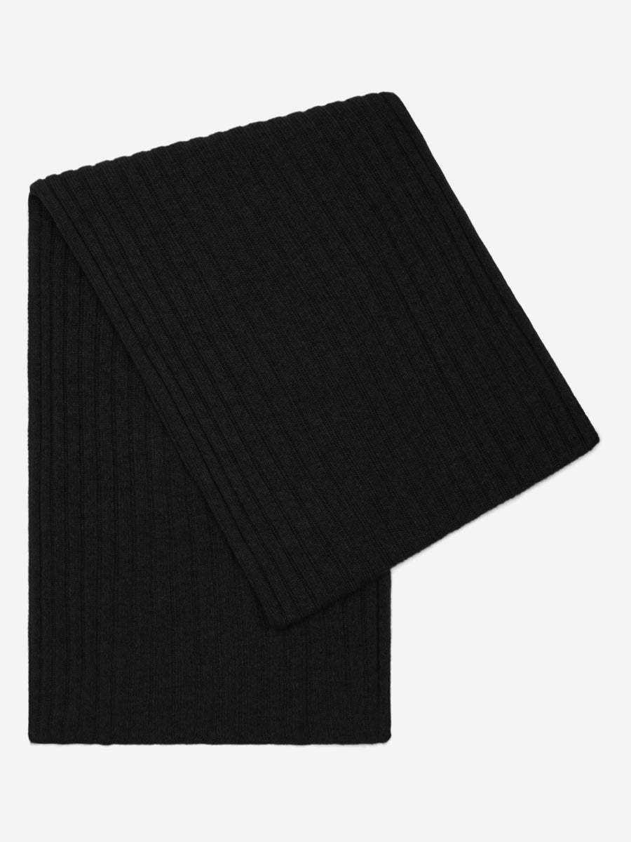 Napoli (black) - Italian 100% cashmere ribbed scarf (unisex) - Leather Gloves Online - Flyclothing LLC