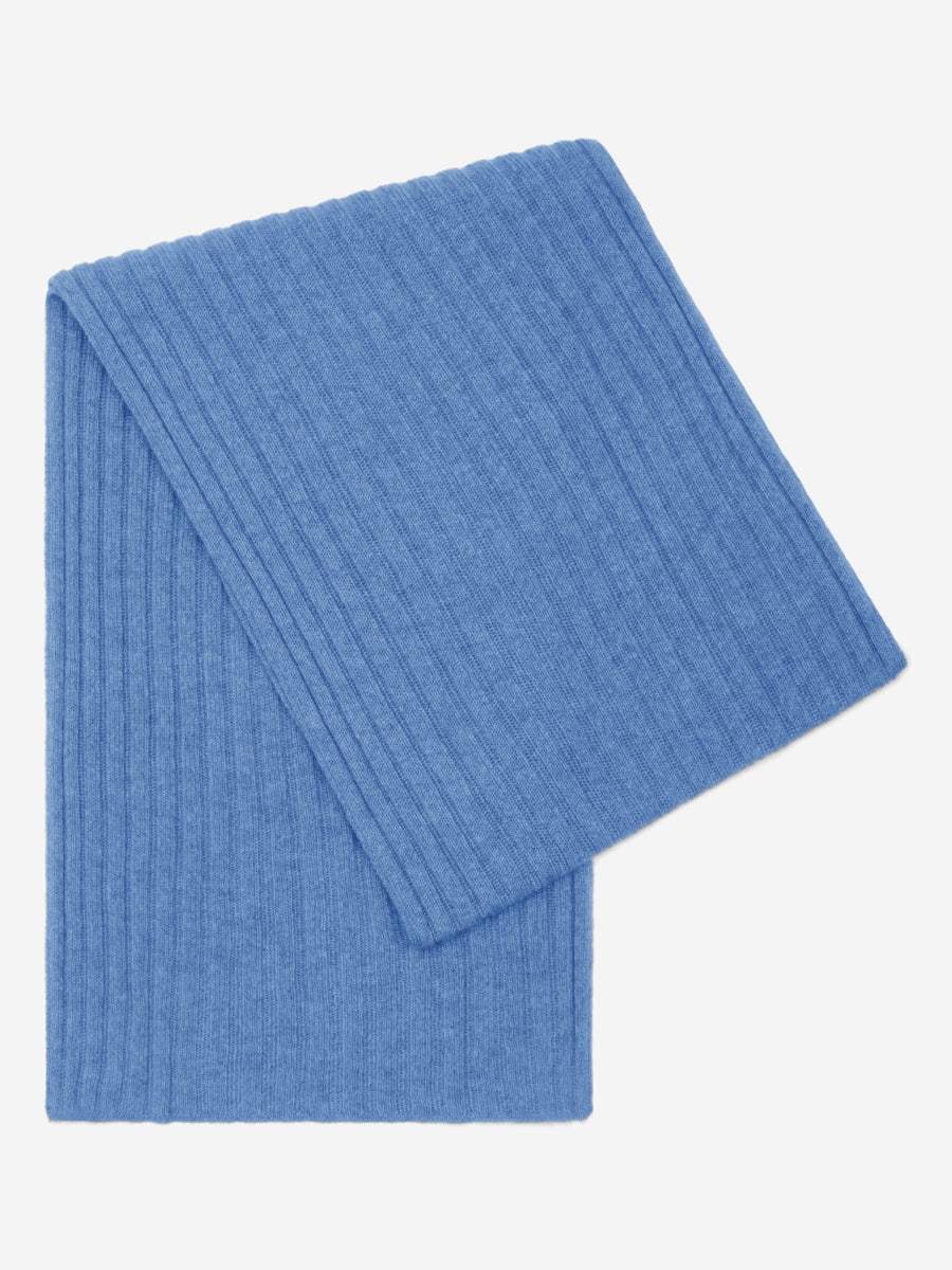 Napoli (light blue) - Italian 100% cashmere ribbed scarf (unisex)