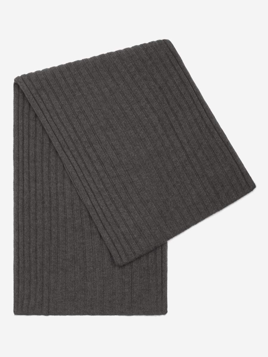 Napoli (dark grey) - Italian 100% cashmere ribbed scarf (unisex) - Leather Gloves Online - Flyclothing LLC