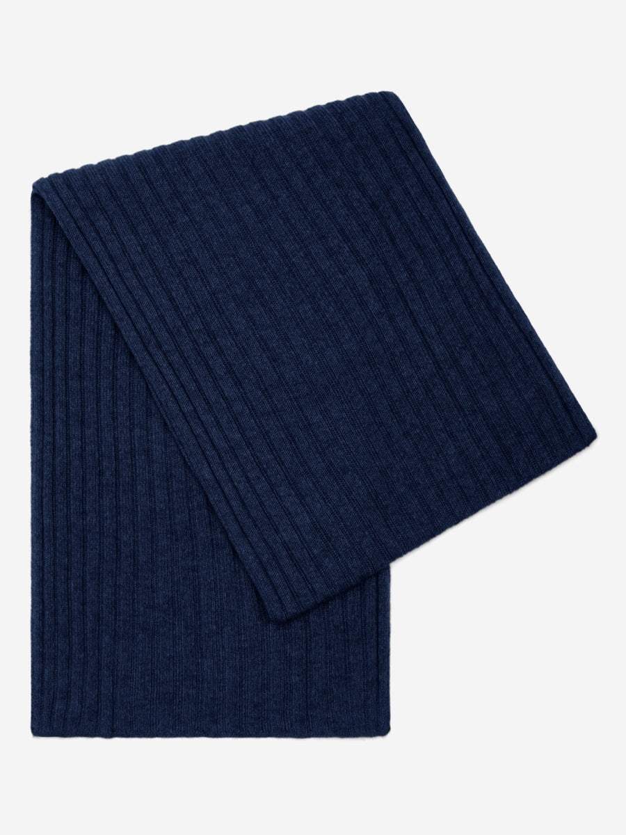 Napoli (navy blue) - Italian 100% cashmere ribbed scarf (unisex) - Leather Gloves Online - Flyclothing LLC