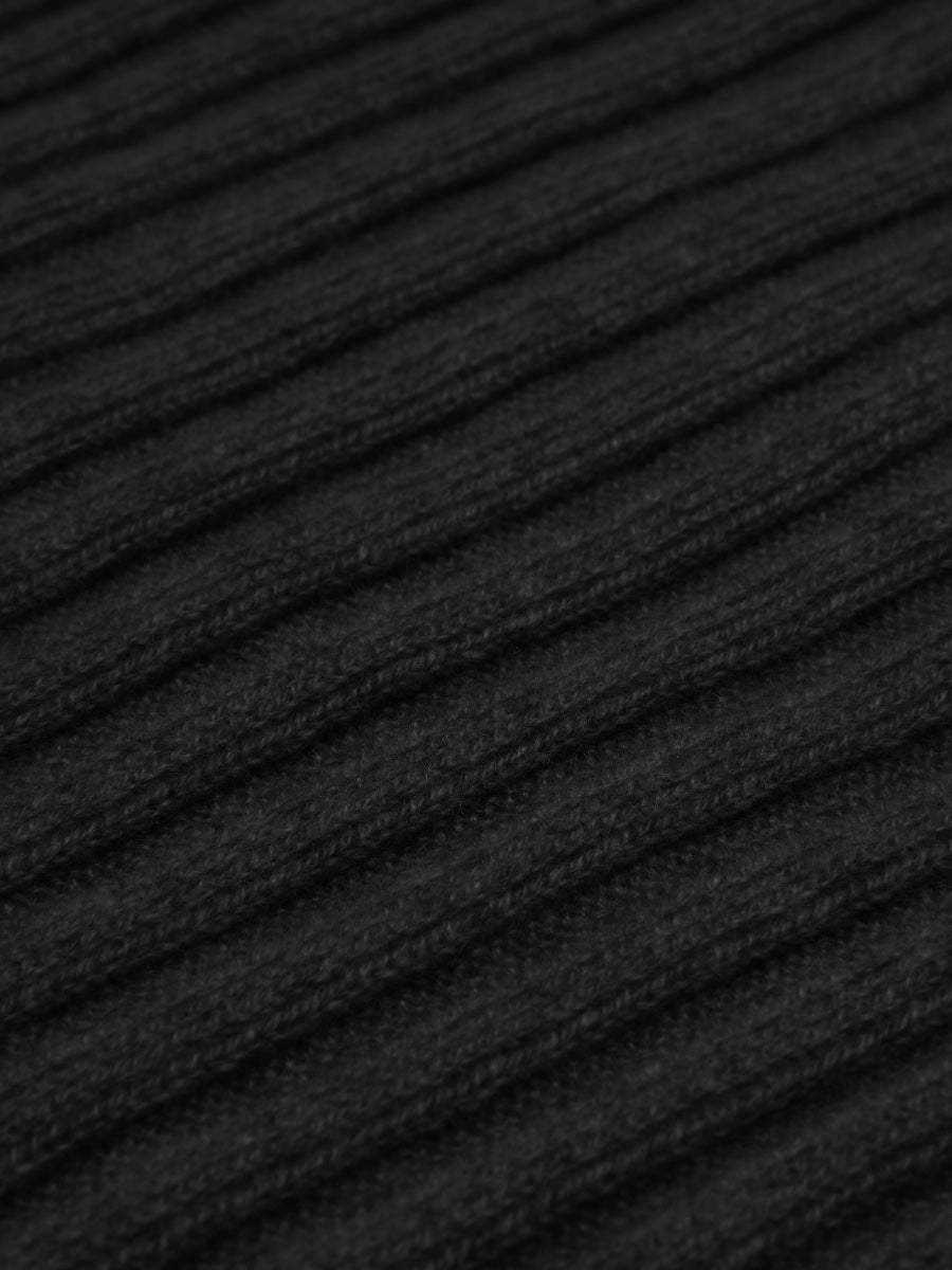 Napoli (black) - Italian 100% cashmere ribbed scarf (unisex) - Leather Gloves Online - Flyclothing LLC