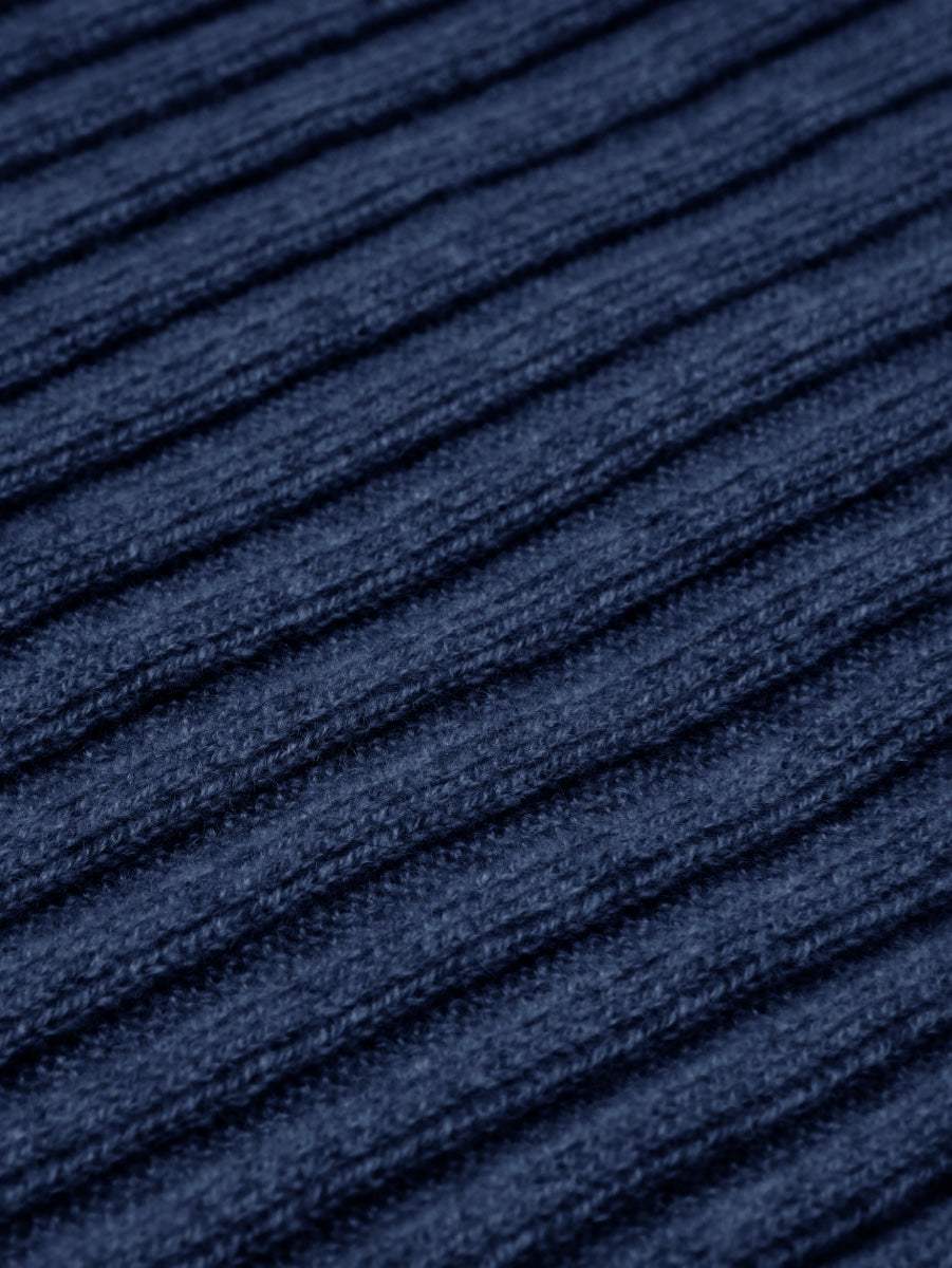 Napoli (navy blue) - Italian 100% cashmere ribbed scarf (unisex) - Leather Gloves Online - Flyclothing LLC