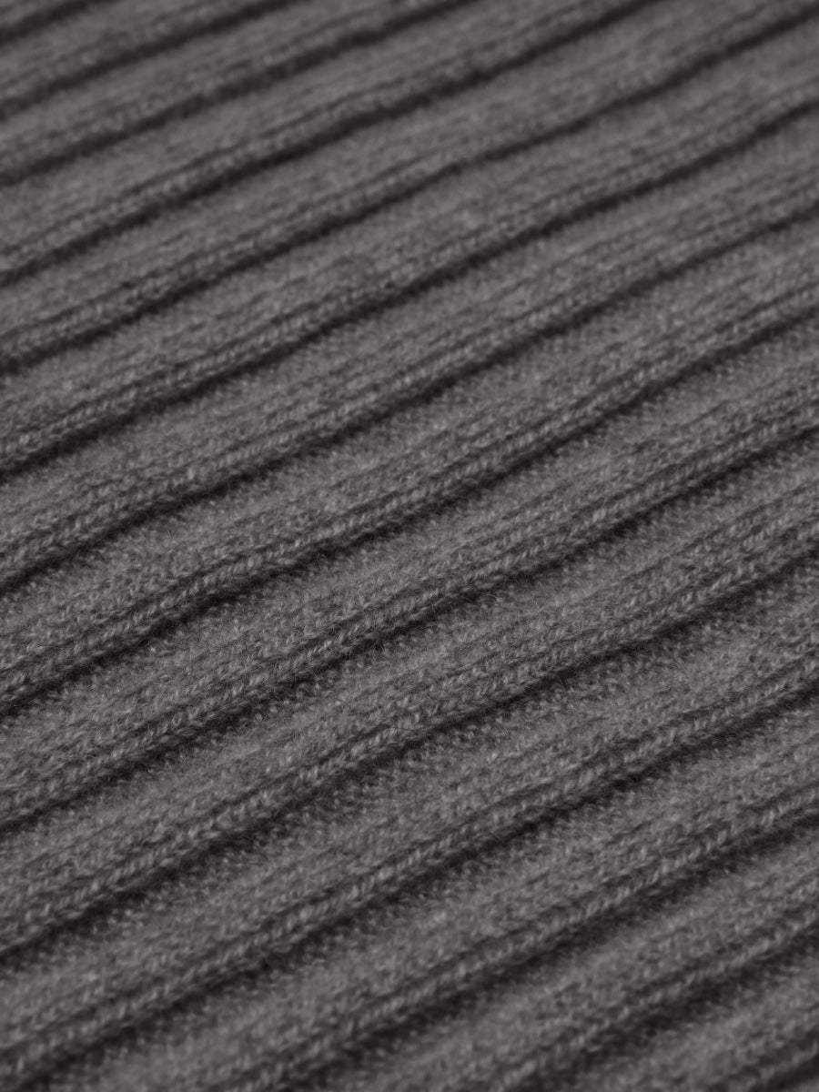Napoli (dark grey) - Italian 100% cashmere ribbed scarf (unisex) - Leather Gloves Online - Flyclothing LLC