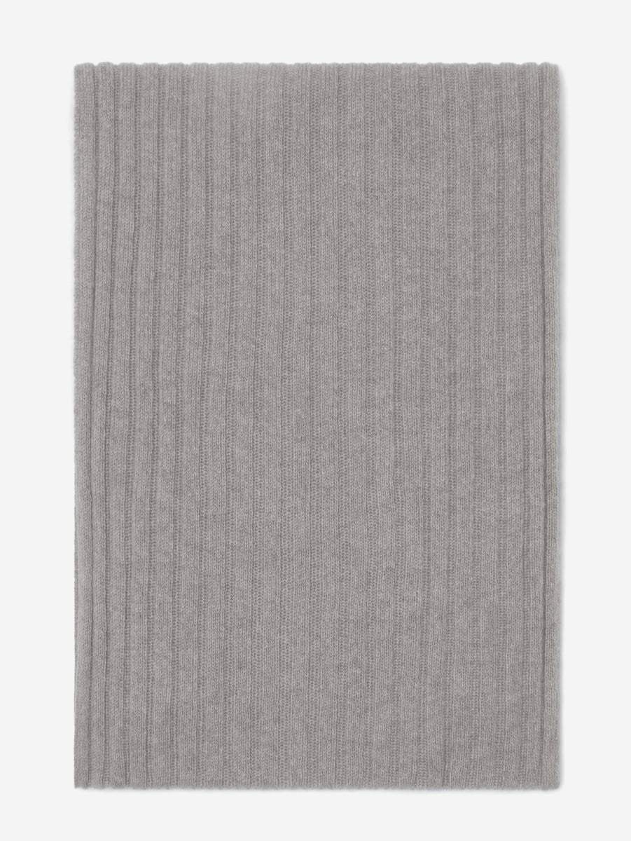 Napoli (light grey) - Italian 100% cashmere ribbed scarf (unisex)
