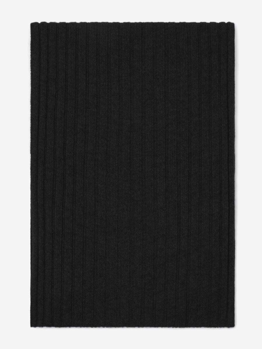 Napoli (black) - Italian 100% cashmere ribbed scarf (unisex) - Leather Gloves Online - Flyclothing LLC