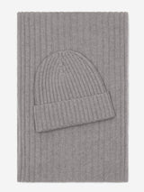 Napoli (light grey) - Italian 100% cashmere ribbed scarf (unisex)
