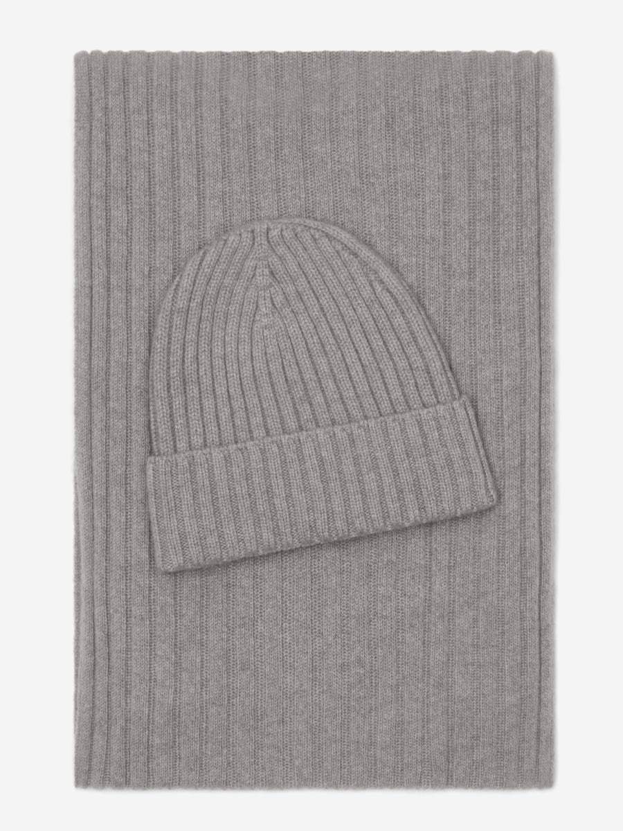 Napoli (light grey) - Italian 100% cashmere ribbed scarf (unisex)