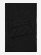 Napoli (black) - Italian 100% cashmere ribbed scarf (unisex) - Leather Gloves Online - Flyclothing LLC