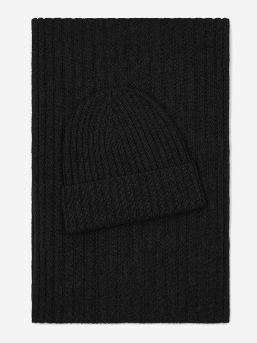 Napoli (black) - Italian 100% cashmere ribbed scarf (unisex) - Leather Gloves Online - Flyclothing LLC