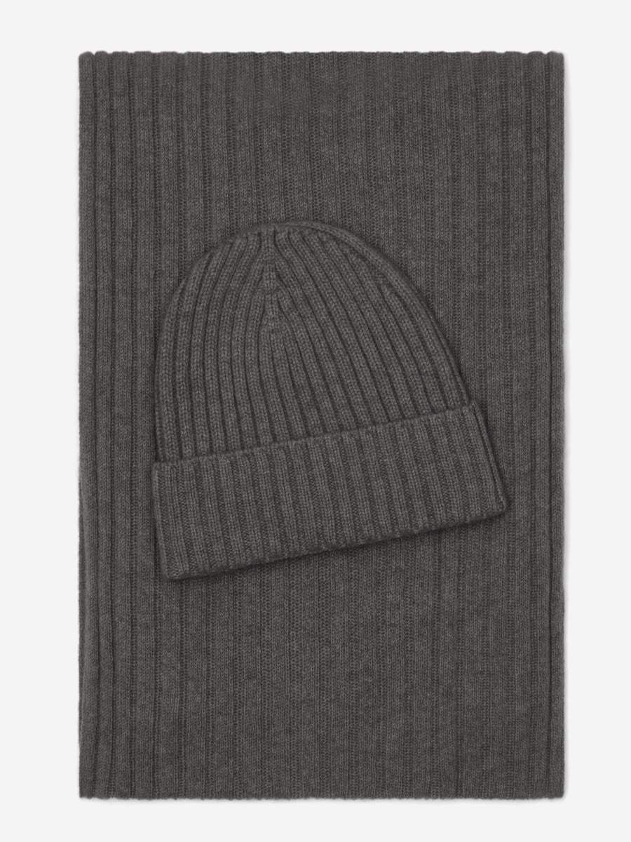 Napoli (dark grey) - Italian 100% cashmere ribbed scarf (unisex) - Leather Gloves Online - Flyclothing LLC