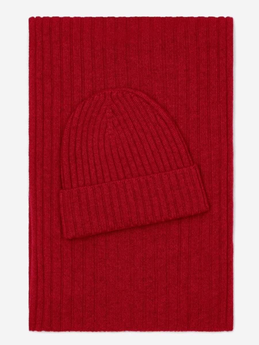 Napoli (red) - Italian 100% cashmere ribbed scarf (unisex)