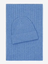 Napoli (light blue) - Italian 100% cashmere ribbed scarf (unisex)