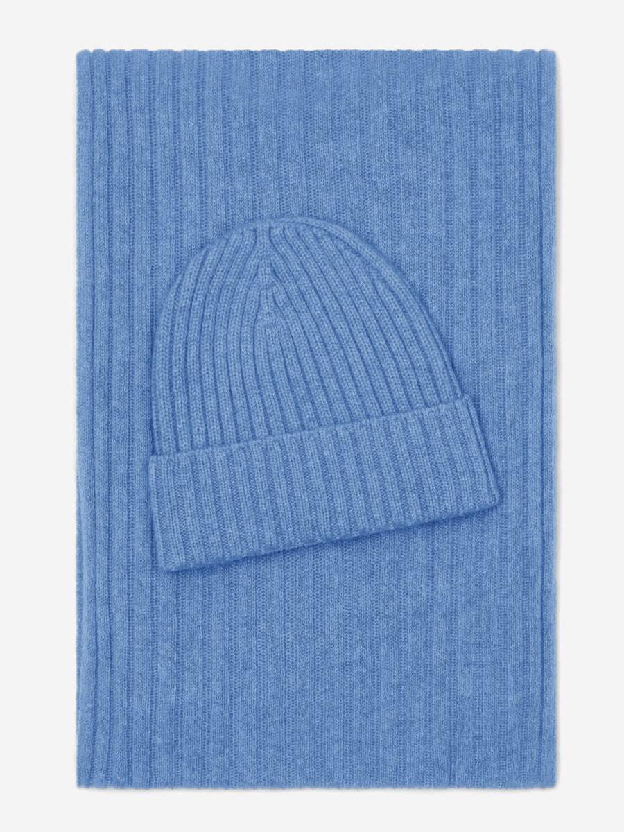 Napoli (light blue) - Italian 100% cashmere ribbed scarf (unisex)