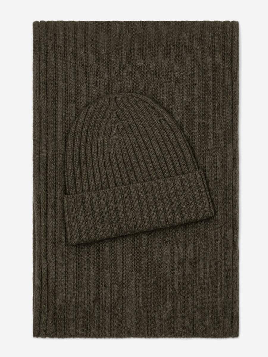 Napoli (dark green) - Italian 100% cashmere ribbed scarf (unisex)