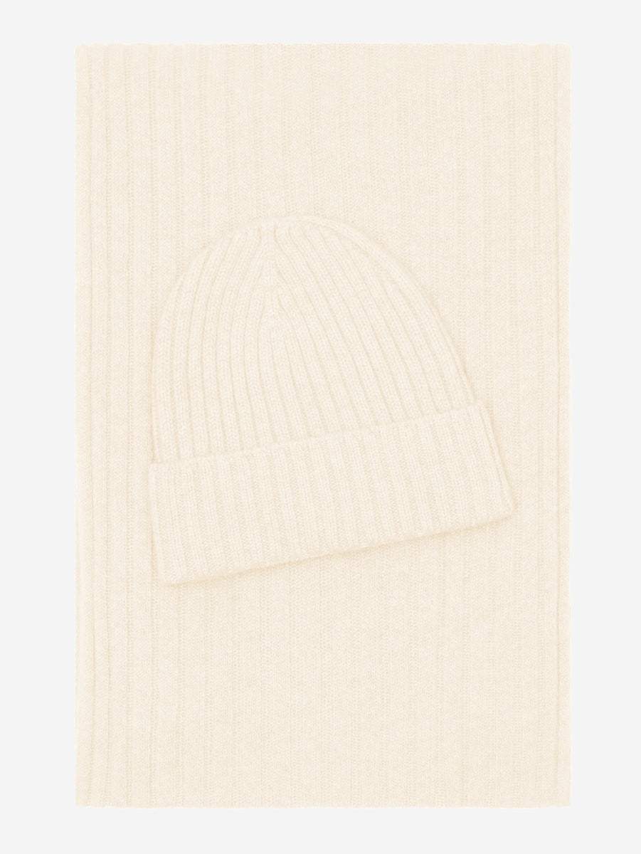 Napoli (cream) - Italian 100% cashmere ribbed scarf (unisex) - Leather Gloves Online - Flyclothing LLC