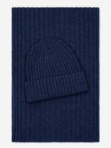 Napoli (navy blue) - Italian 100% cashmere ribbed scarf (unisex) - Leather Gloves Online - Flyclothing LLC
