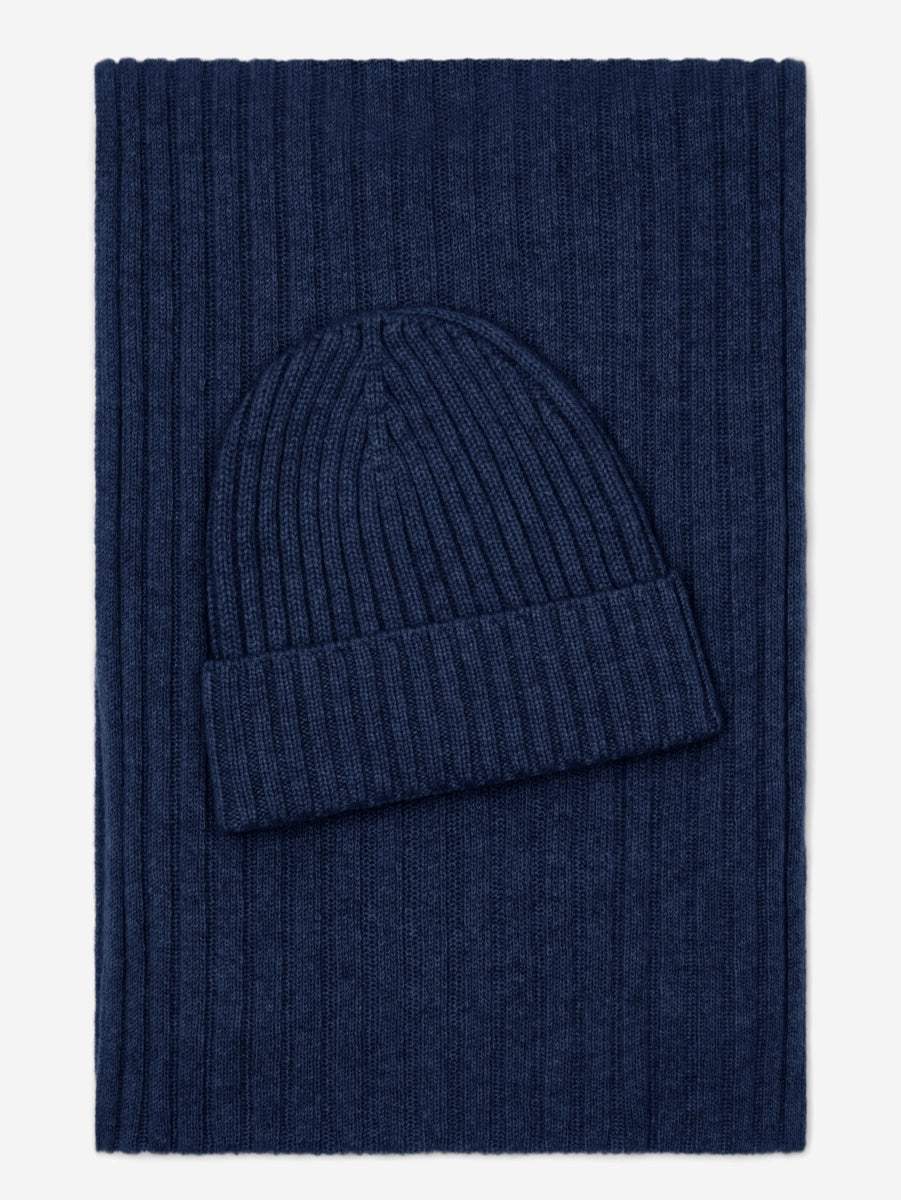 Napoli (navy blue) - Italian 100% cashmere ribbed scarf (unisex) - Leather Gloves Online - Flyclothing LLC