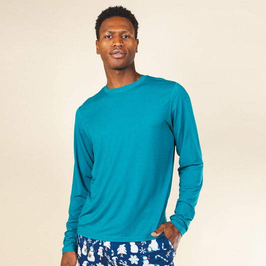 The Caspian Sea | Teal Blue SleepDeep™ Men’s Long Sleeve Pajama Shirt