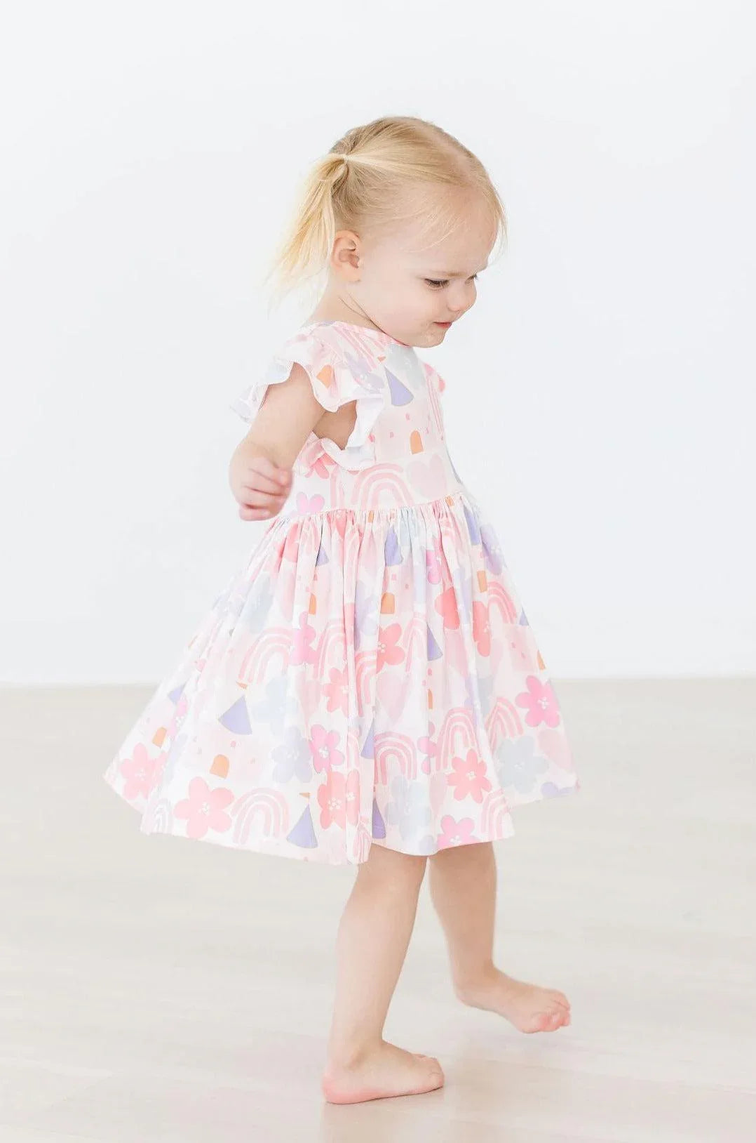 Castles & Rainbows Flutter Sleeve Twirl Dress - Mila & Rose ® - Flyclothing LLC