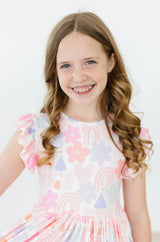 Castles & Rainbows Flutter Sleeve Twirl Dress - Mila & Rose ® - Flyclothing LLC