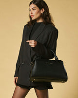 Cecilia (black) - Italian calf leather women’s handbag (with shoulder strap)