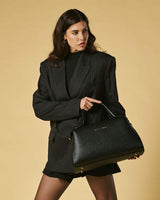 Cecilia (black) - Italian calf leather women’s handbag (with shoulder strap)