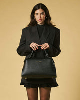 Cecilia (black) - Italian calf leather women’s handbag (with shoulder strap)
