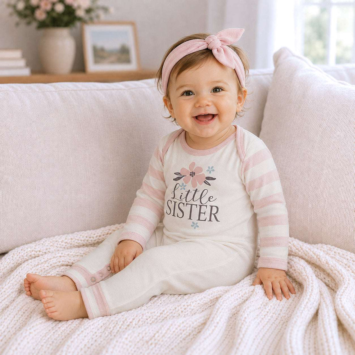 Little Sister Baby Girl Cotton Romper - Tesa Babe - Flyclothing LLC