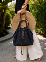 Bayshore Bucket Bag Medium - Dark Wash Denim - BEACH HAUS - Flyclothing LLC