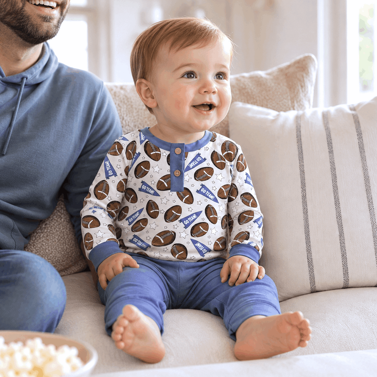 Baby Boy Football Outfit – Bamboo Henley Shirt & Pants Set - Tesa Babe - Flyclothing LLC