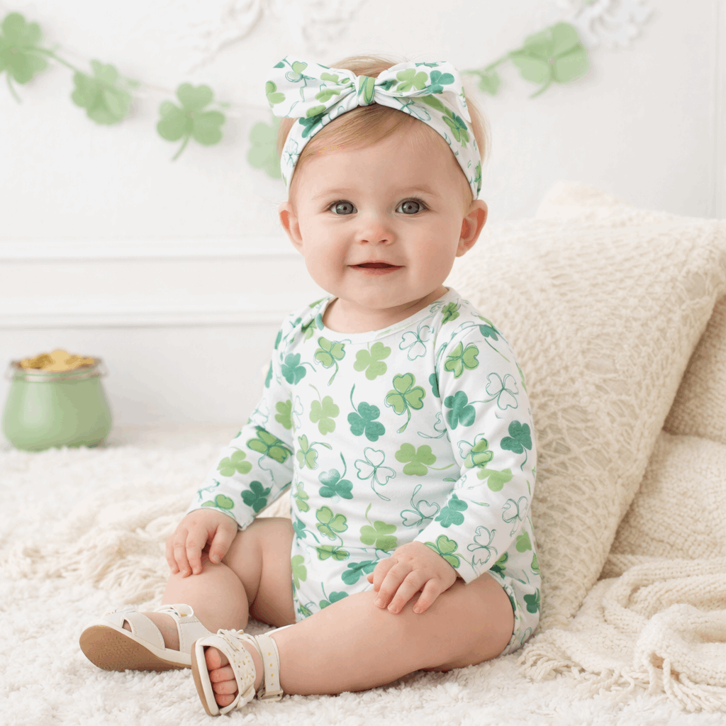 Shamrock Baby Bodysuit – Soft Bamboo Irish Charm - St. Pat - Tesa Babe - Flyclothing LLC
