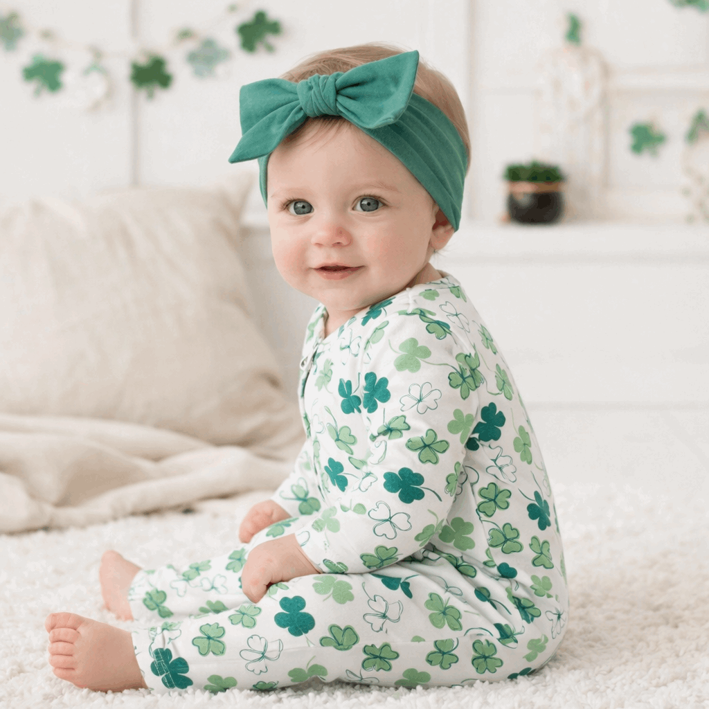Shamrock Zip Romper – Convertible Cuff Bamboo Irish Sleeper - Tesa Babe - Flyclothing LLC