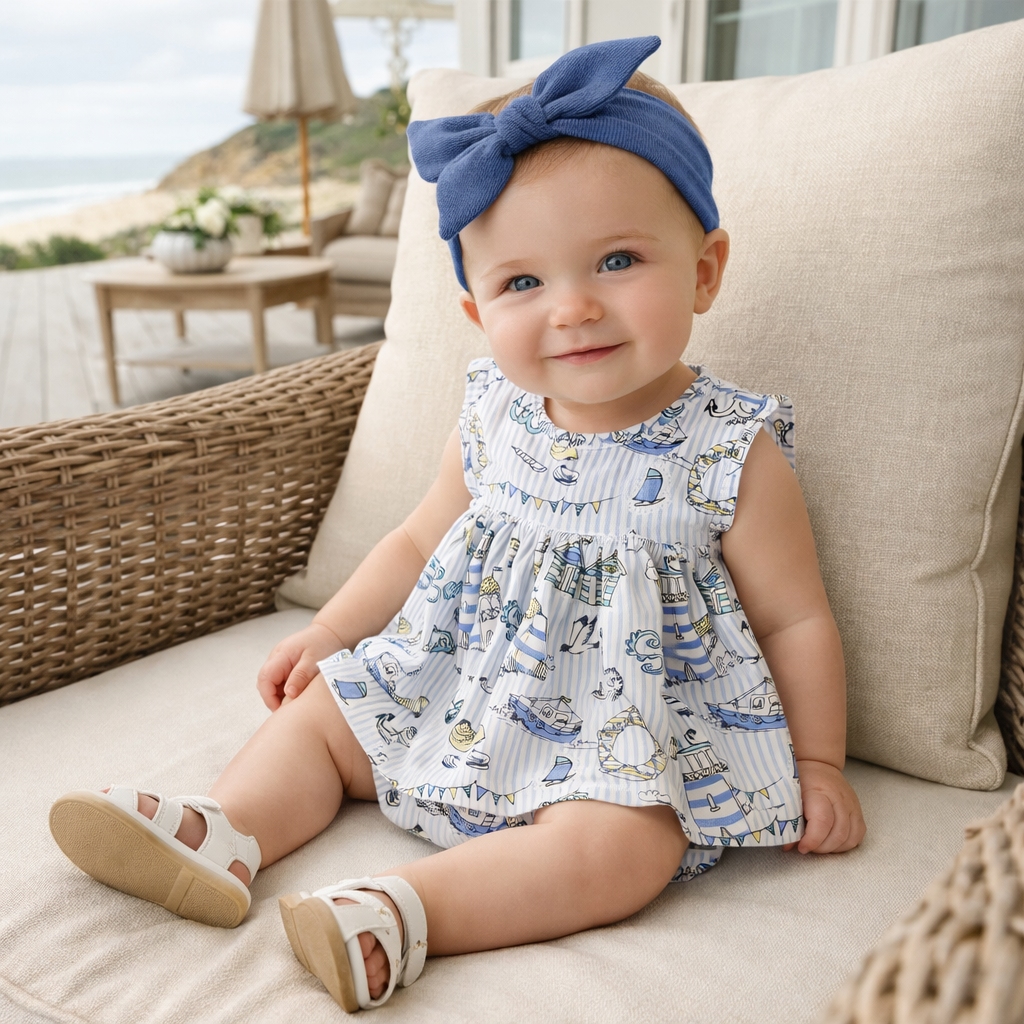 Seashore Skirted Bodysuit – Bamboo Baby Girl One-Piece - Tesa Babe - Flyclothing LLC