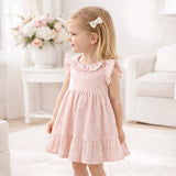 Eyelet Girl's Cotton Dress for Special Occasions - Pink - Tesa Babe - Flyclothing LLC