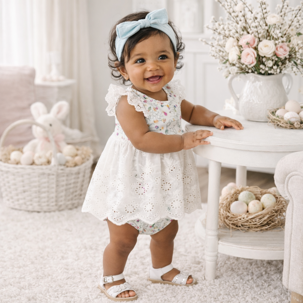 Baby Girl's Cottontail Garden Bamboo Skirted Bodysuit 0-6M - Tesa Babe - Flyclothing LLC