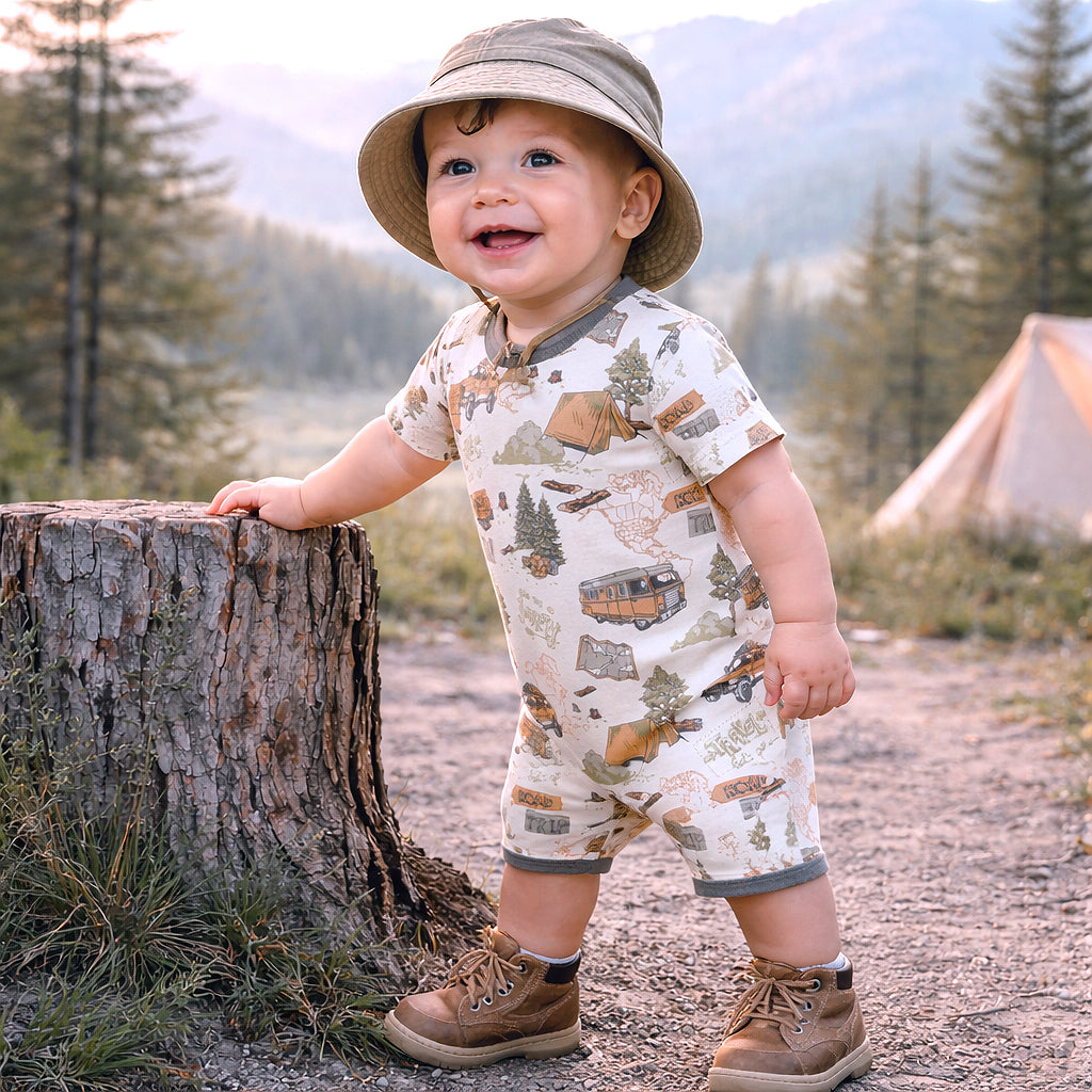 Trailblazer Soft Bamboo Shortall Romper for Baby Boys - Tesa Babe - Flyclothing LLC