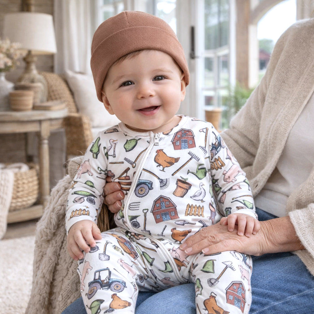 Farmer's Market Baby Zipper Romper – Soft Bamboo One-Piece - Tesa Babe - Flyclothing LLC