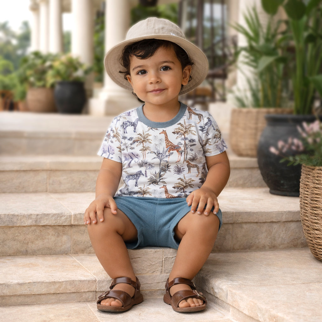 Jungle Safari Baby Boy Bamboo-Cotton Top & Shorts Set - Tesa Babe - Flyclothing LLC