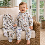 Jungle Safari Bamboo Zipper Romper with Convertible Cuffs - Tesa Babe - Flyclothing LLC