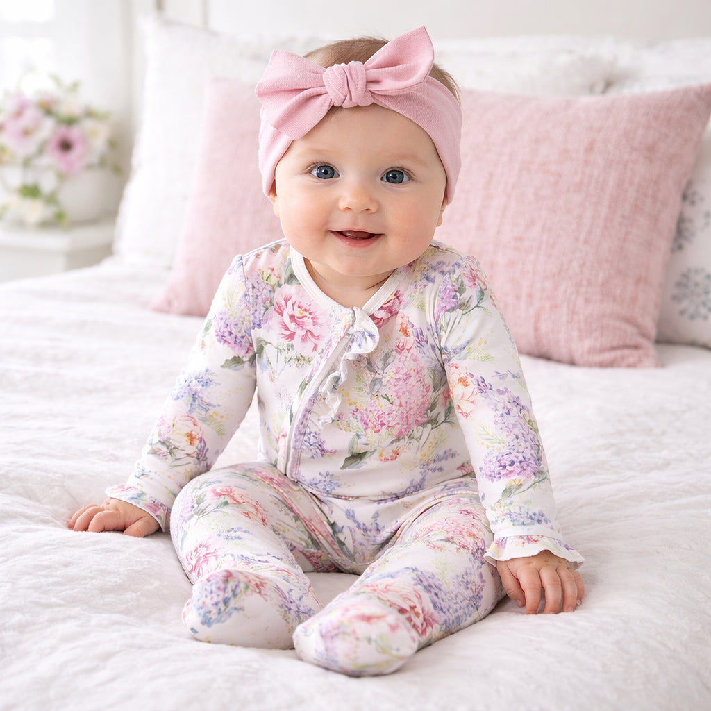 Dream Blossom Soft Bamboo Baby Girl Floral Zipper Romper - Tesa Babe - Flyclothing LLC