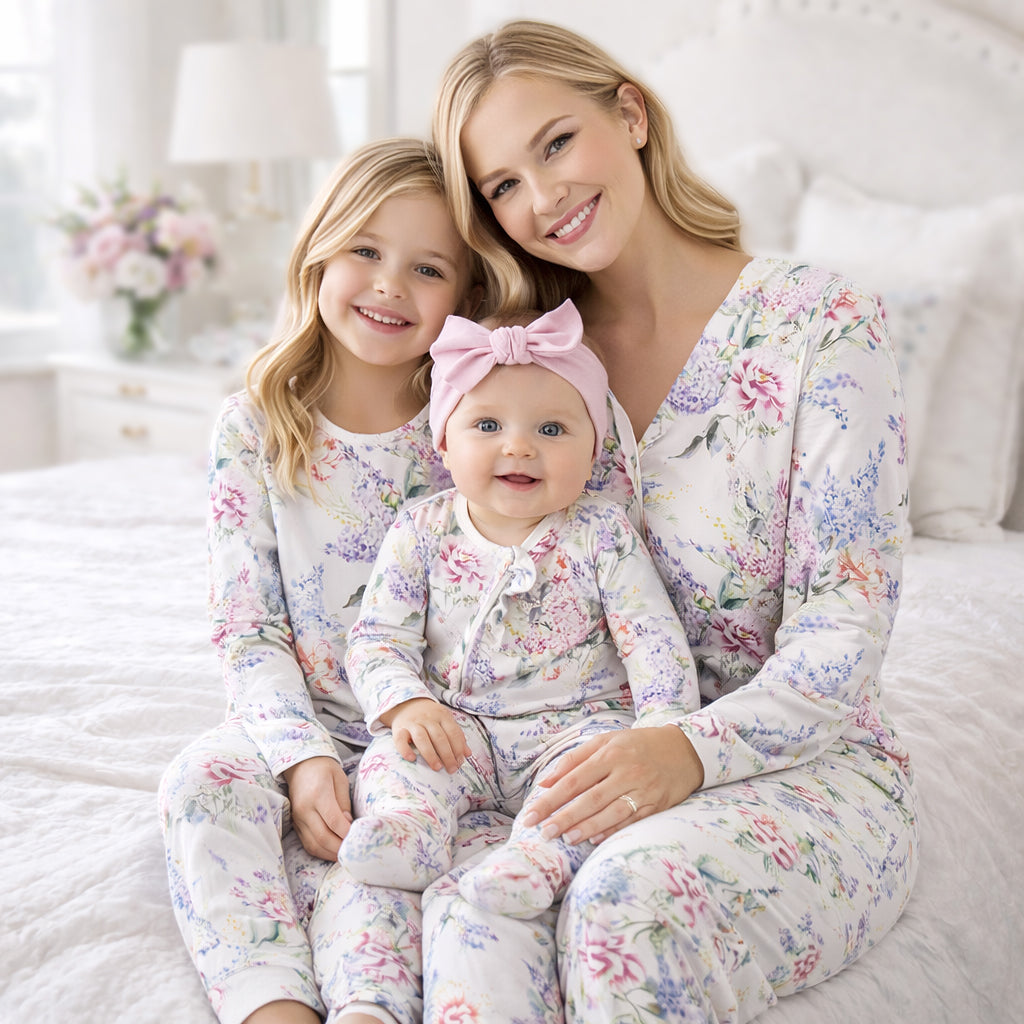 Dream Blossom Bamboo Women’s Pajama Set- Watercolor Floral - Tesa Babe - Flyclothing LLC