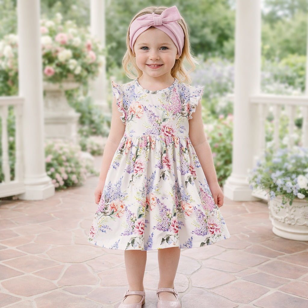 Dream Blossom Bamboo Baby Toddler Dress -Watercolor Floral - Tesa Babe - Flyclothing LLC
