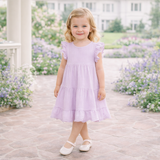 Lavender Eyelet Flutter Sleeve Gauze Easter Dress - Tesa Babe - Flyclothing LLC